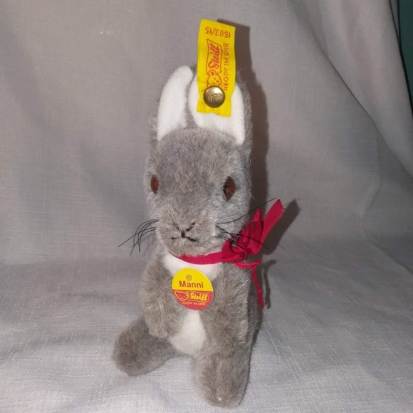 Vintage Steiff Manni Hase Bunny Rabbit 1503 15 Grey 1984-1987 IDS West Germany - Picture 15 of 15